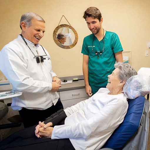 Dentist James Maragos And Evan Fry With Patient